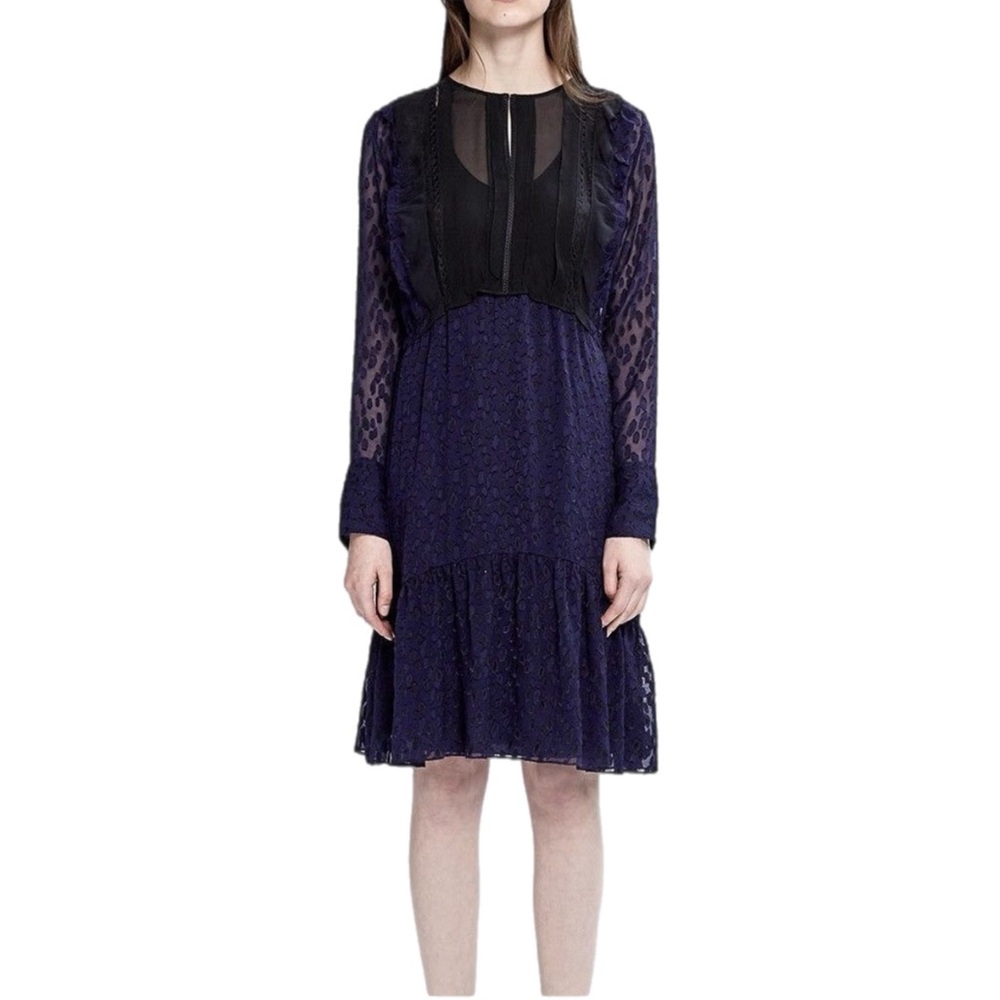 NWT 3.1 PHILLIP LIM Paneled Drop-Waist Dress in Navy/Black
